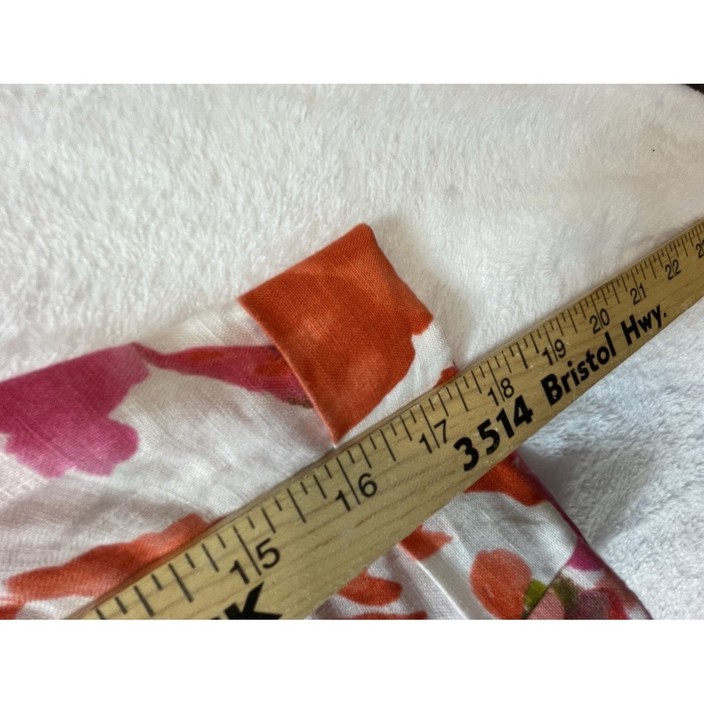 Jones New York Sport Linen Shirt M Floral Button Front 3/4 Sleeve Boho Cottage - Picture 8 of 10